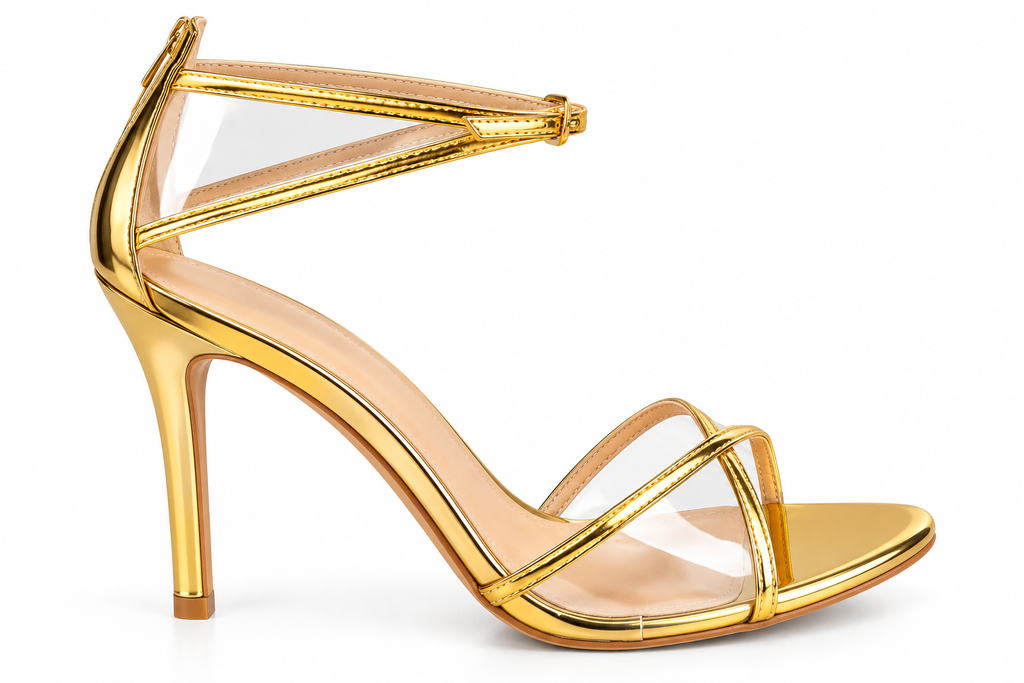 Khanya gold and clear heel