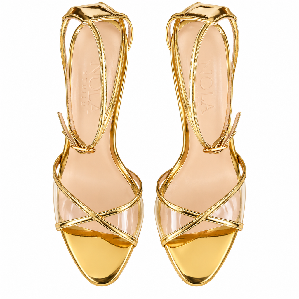 Khanya gold and clear heel