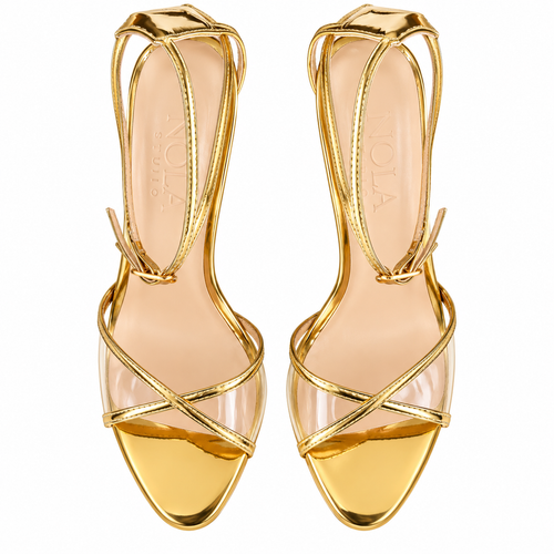 Khanya gold and clear heel